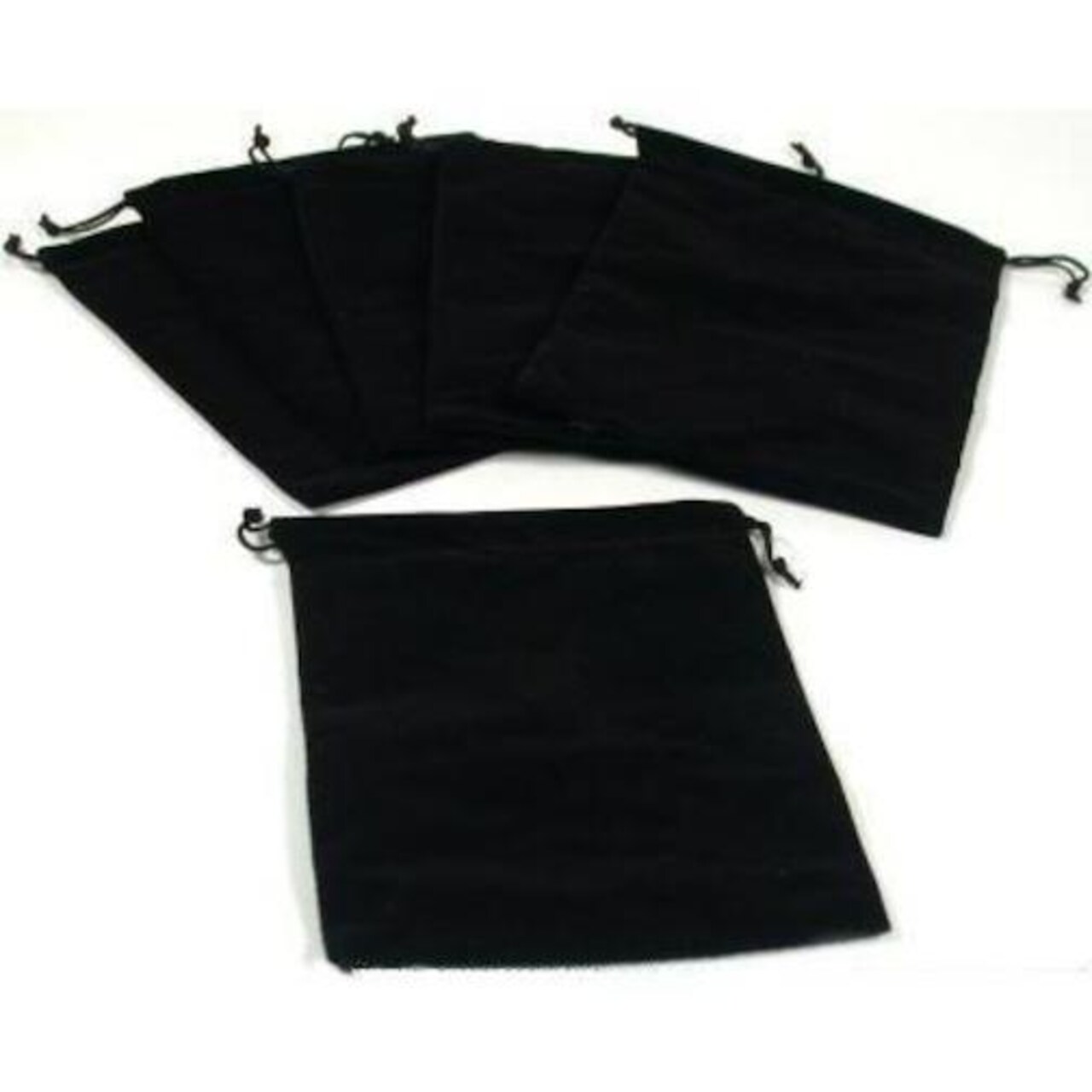 6 Jewelry Travel Gift Bags Pouches Black Velvet Drawstring 5"